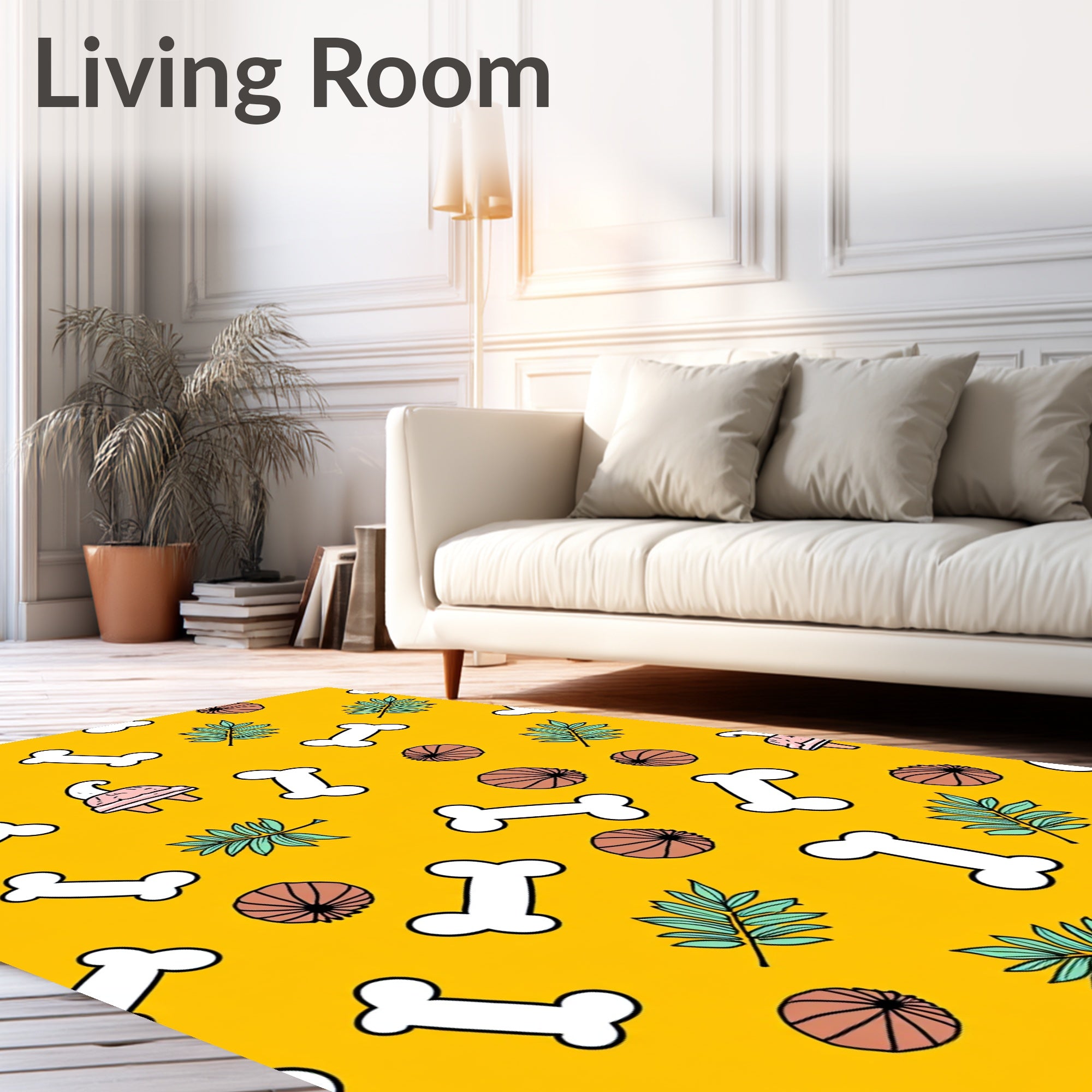 Yellow Dog Bone Fern Ball Medley Rug