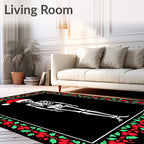 Festive Skeleton Santa Border Rug
