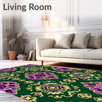 Rich Emerald Purple Gold Medallion Rug