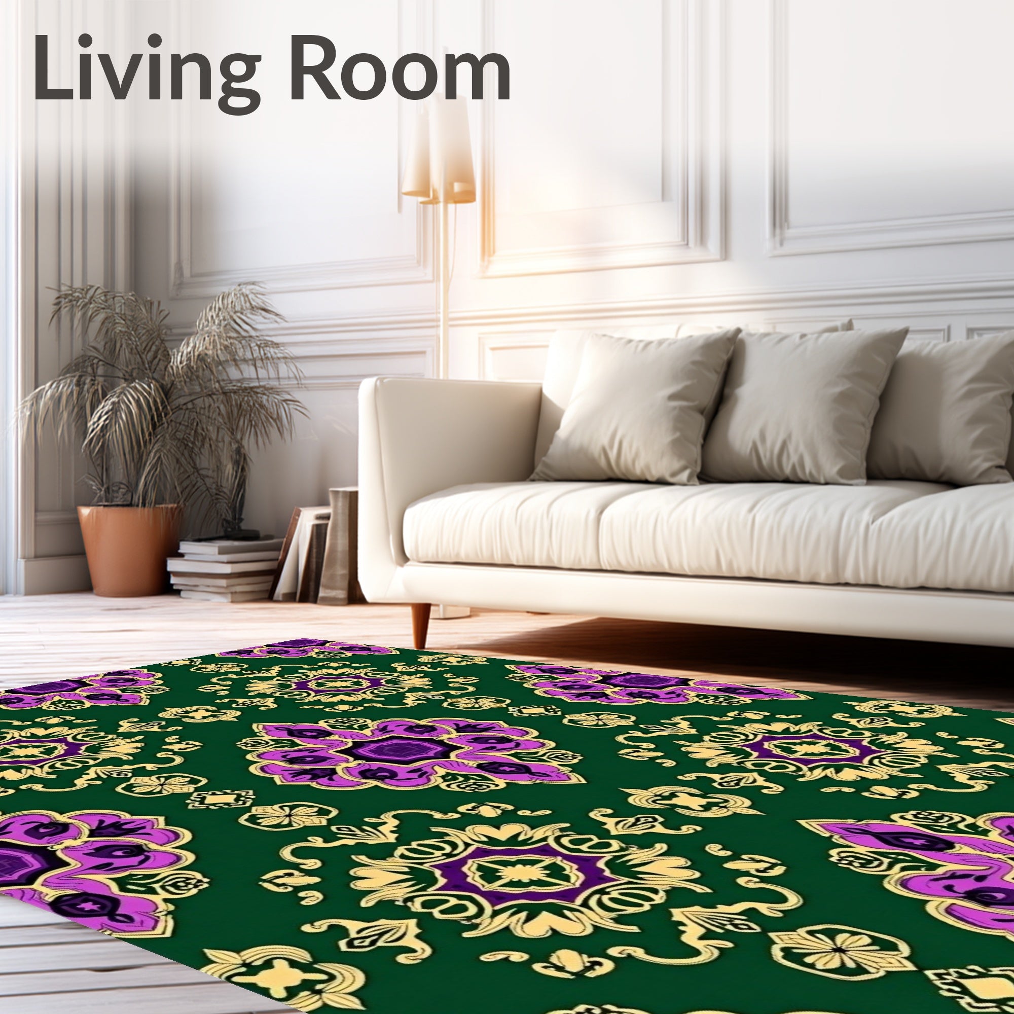Rich Emerald Purple Gold Medallion Rug