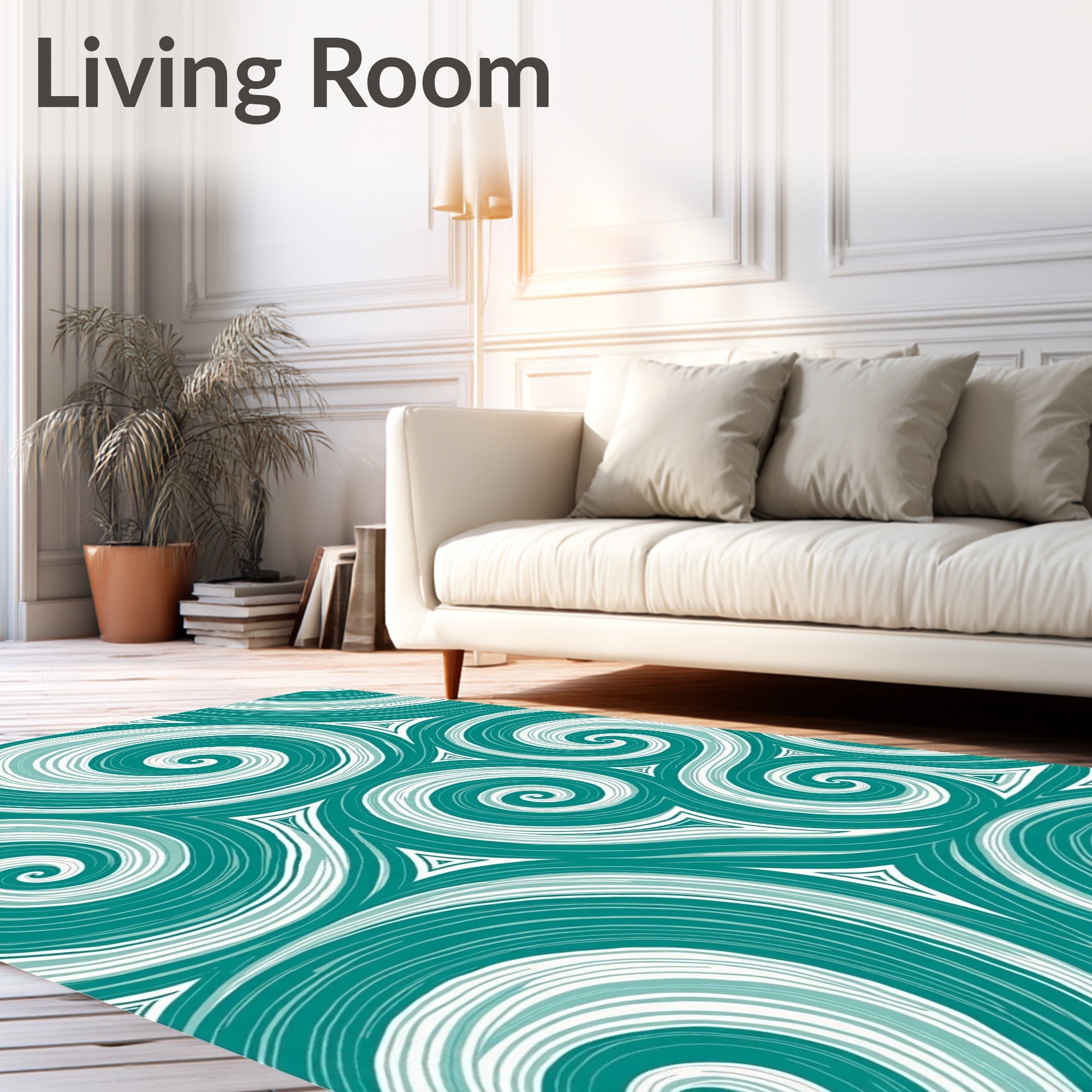 Teal Spiral Wave Swirl Repeat Rug