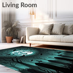 Haunted Graveyard Bats Full Moon Night Rug