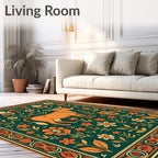 Orange Cow Floral Garden Rug