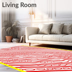 Red Wavy Stripe Chain Art Rug