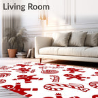 Red Gingerbread Candy Cane Swirls Rug