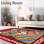 Vibrant Psychedelic Cat Face Rug