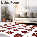 Maroon Petal Floral Repeating Pattern Rug