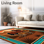 Brown Horse Sunset Mountain Landscape Rug
