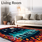 Orange Floral Lantern Night Celebration Rug