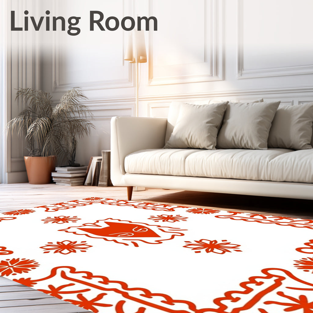 Red Fox Floral Square Accents Rug