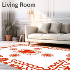 Red Fox Floral Square Accents Rug