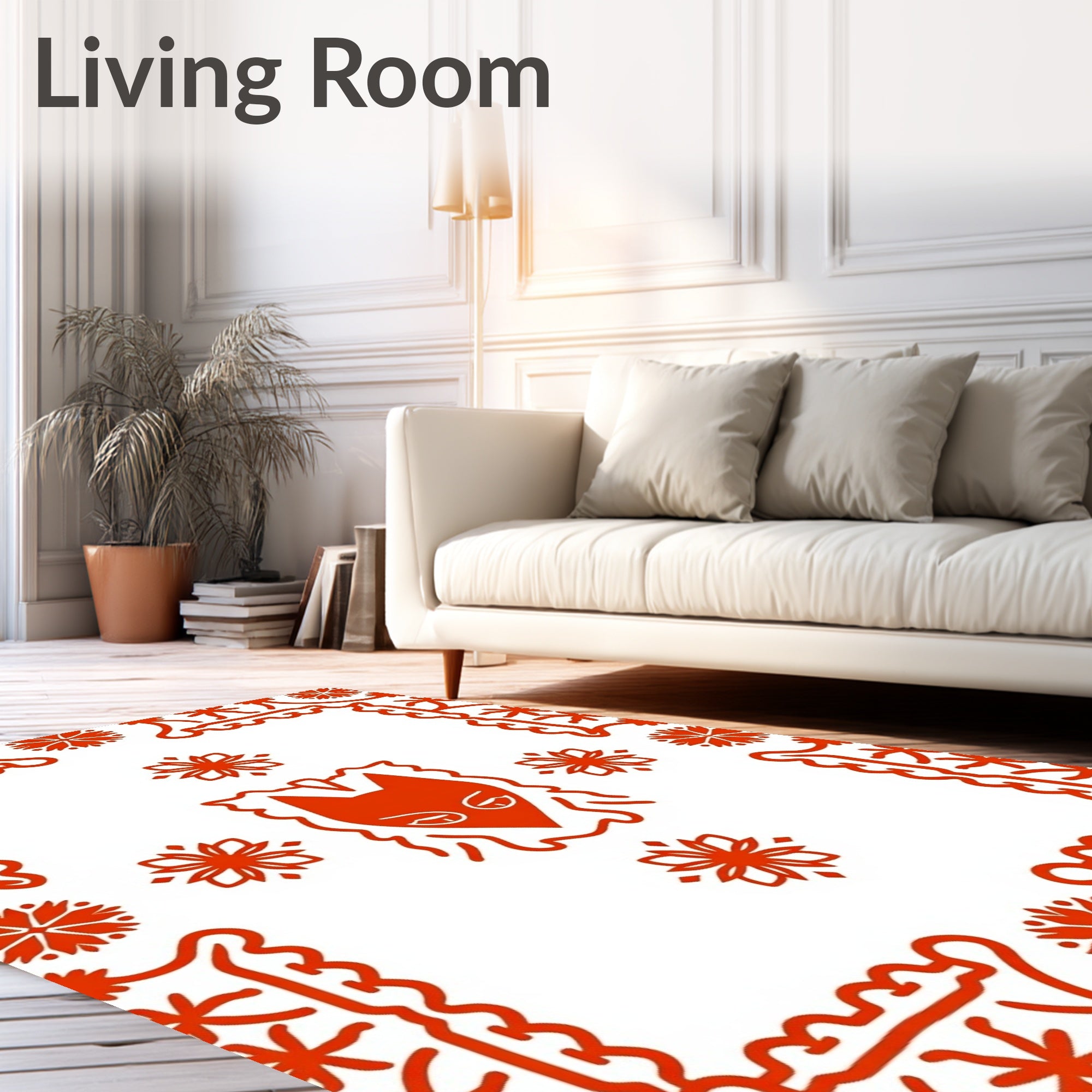 Red Fox Floral Square Accents Rug