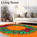 Green Holly Wreath Red Bows Rug