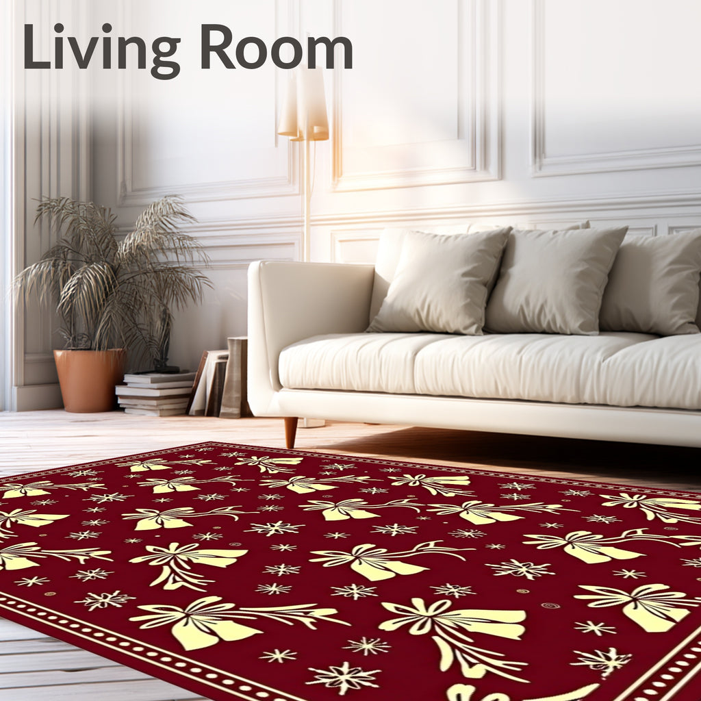 Crimson Bells Snowflakes Ensemble Rug
