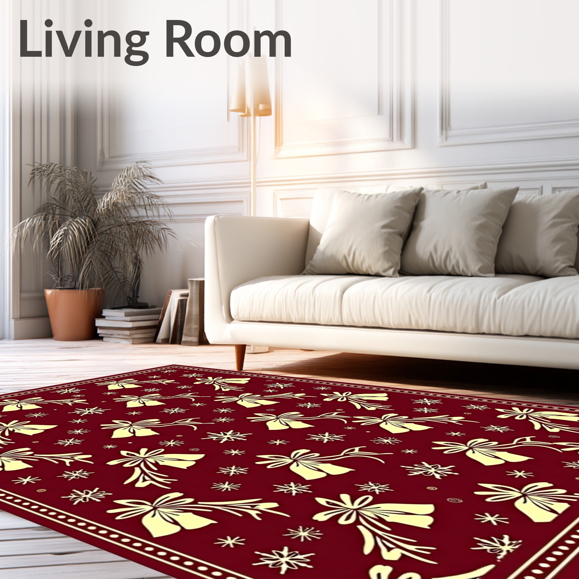 Crimson Bells Snowflakes Ensemble Rug