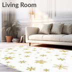 Golden Snowflake Scatter Winter Rug