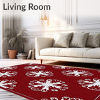 Crimson White Snowflake Arabesque Rug