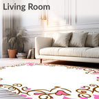 Pink Heart Vine Border Rug