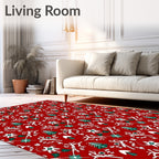 Red White Green Holiday Tree Medallion Rug