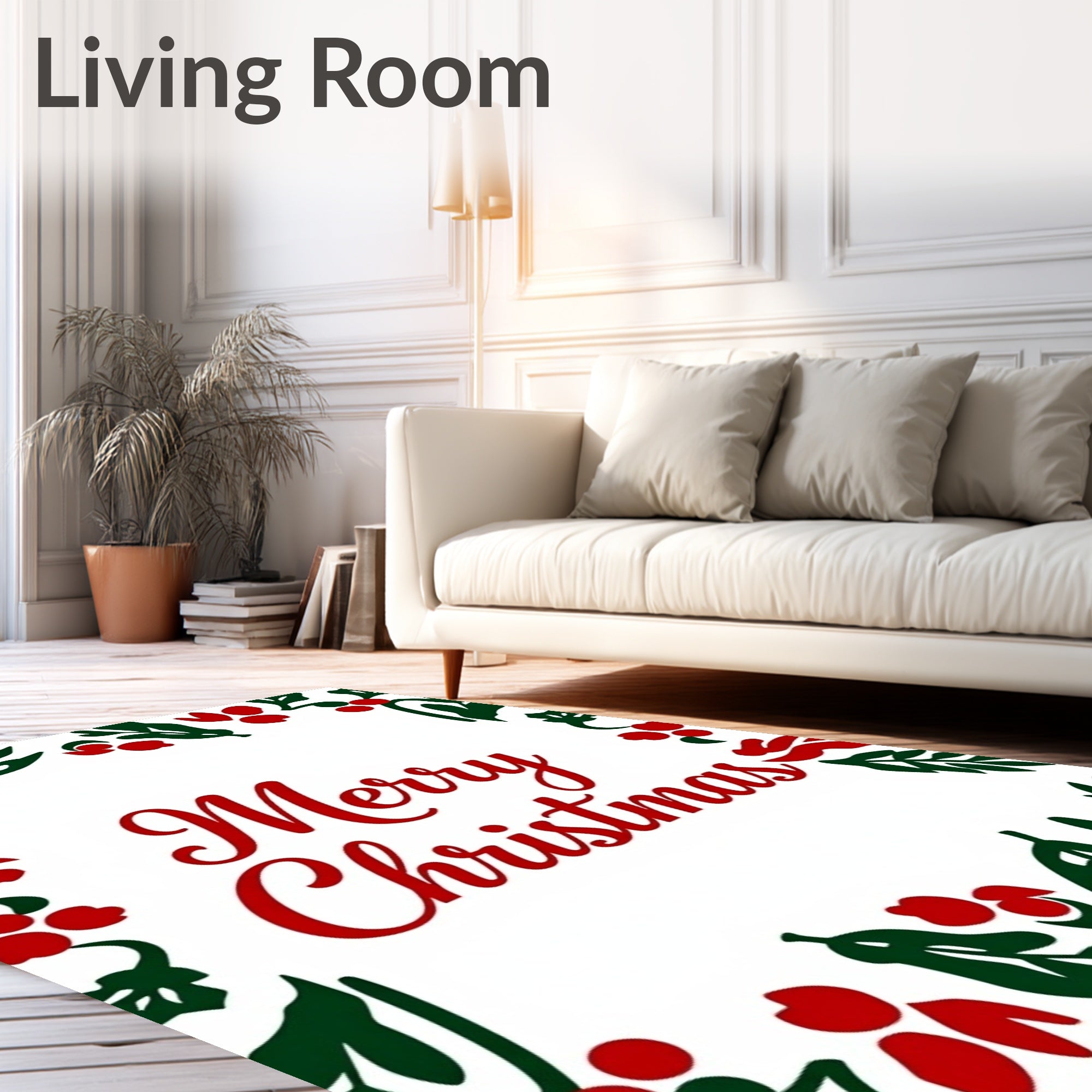 Red Holly Berry Frame Rug