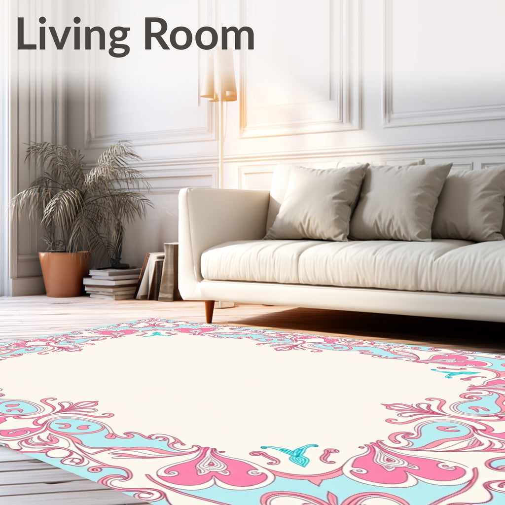 Pale Pink Floral Border Lace Rug