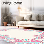 Pale Pink Floral Border Lace Rug
