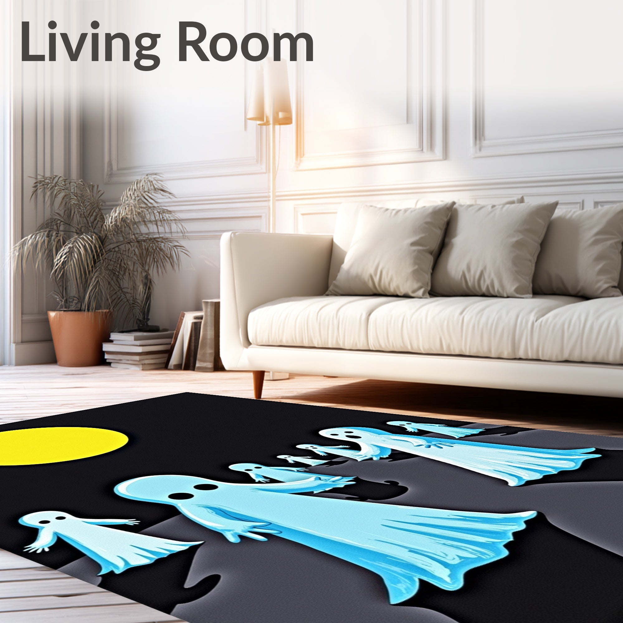 Spectral Blue Ghost Moon Night Rug