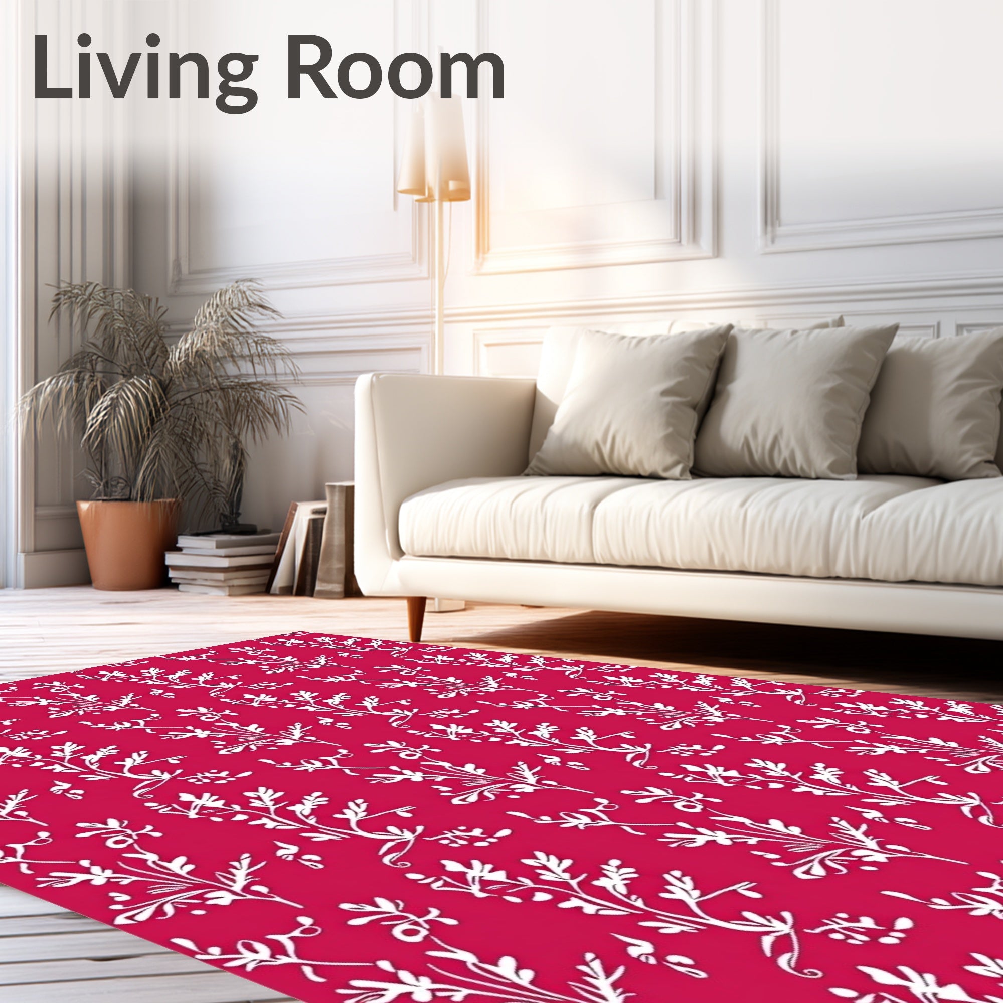 Crimson White Floral Branch Succession Rug