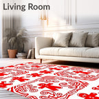 Red Gingerbread Man Swirl Border Rug