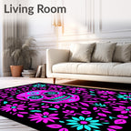 Vibrant Skull Floral Garden Rug
