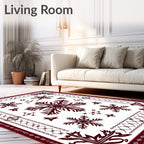 Deep Red Snowflake Garden Medallion Rug