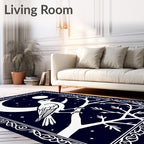 Dark Night Raven Moon Tree Border Rug