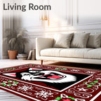 Crimson Husky Floral Medallion Border Rug