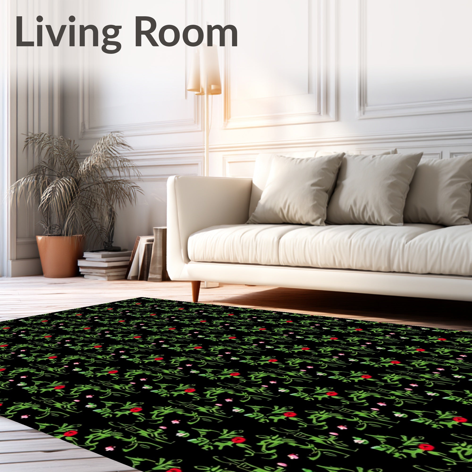 Green Holly Berry Garland Repeat Rug