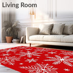 Bold White Snowflakes on Red Backdrop Rug