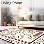 Crimson Musical Keys Scrollwork Rug