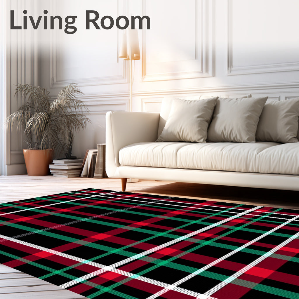Black Red Green Tartan Plaid Rug