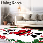 Jolly Red Santa Christmas Holly Frame Rug