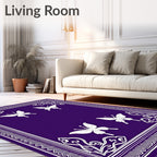 Vibrant Purple Fluttering Butterfly Rug