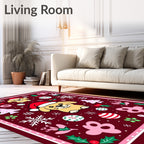 Christmas Puppies Winter Berry Snowflakes Rug