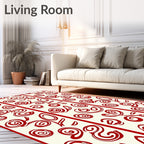 Crimson Swirl Floral Vertical Stripe Rug
