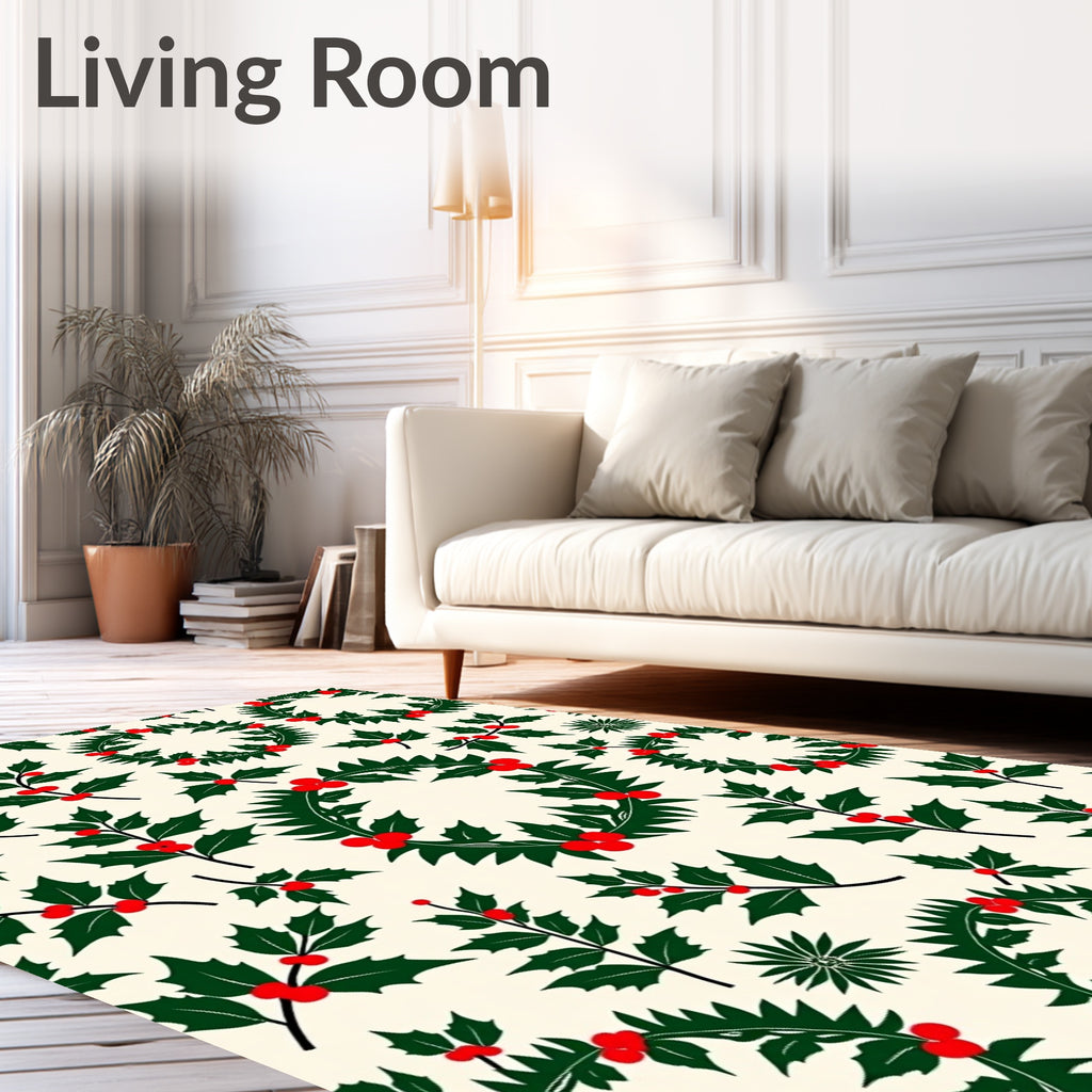 Holiday Holly Wreath Arrangement Rug