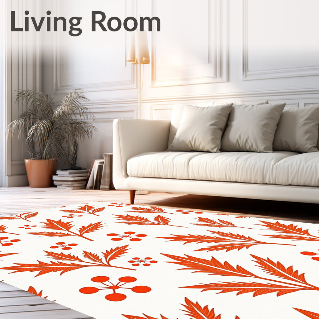 Orange Leaf and Berry Collage Rug