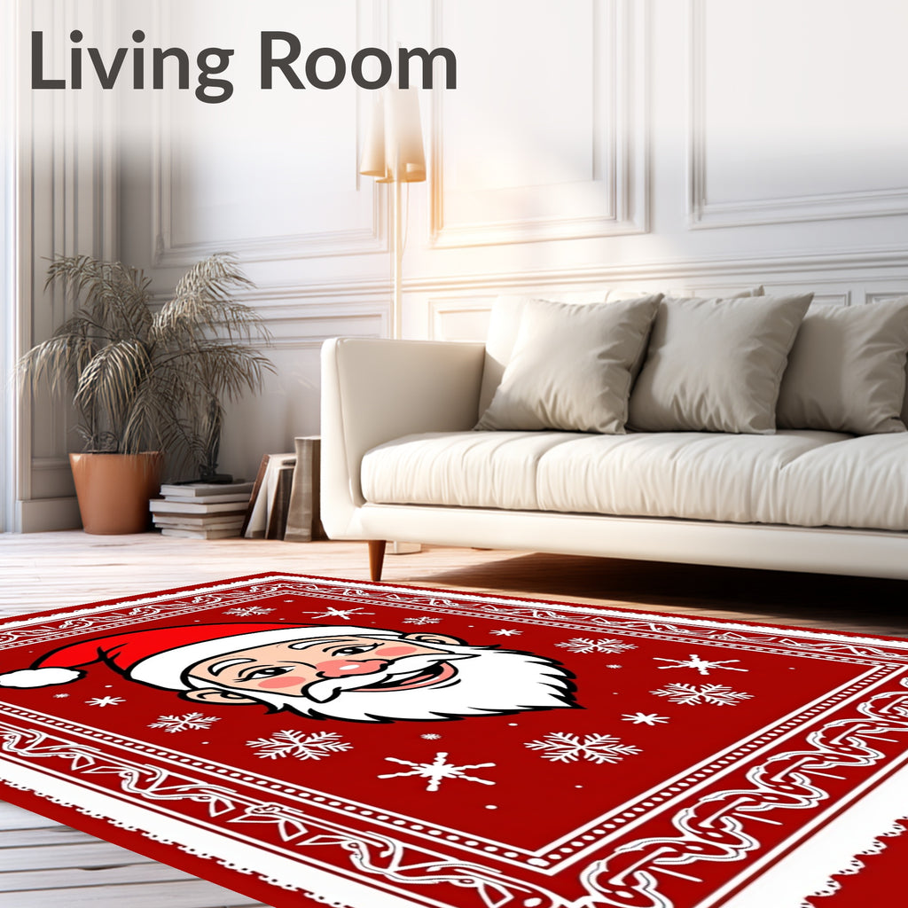 Classic Red Santa Snowflakes Bandana Rug