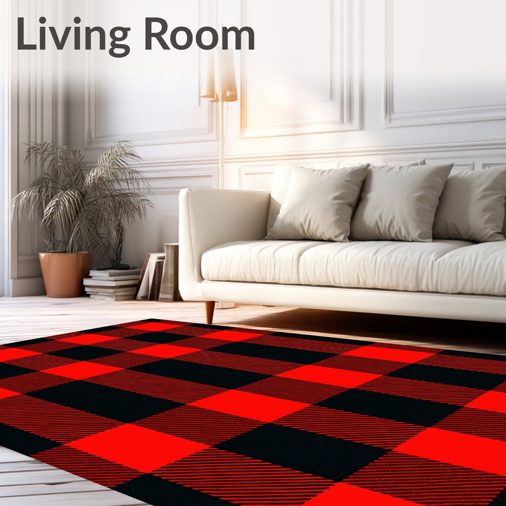 Bold Red Black Buffalo Checkered Rug