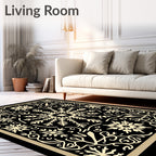 Black and Gold Snowflake Medallion Rug