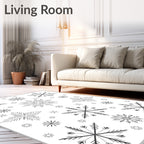 Winter Snowflakes Black White Arrangement Rug