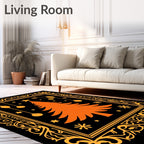 Orange Christmas Tree Festive Border Rug