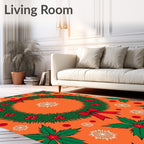 Festive Evergreen Wreath Holiday Dots Rug