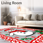 Christmas Snowman Holly Snowflake Border Rug